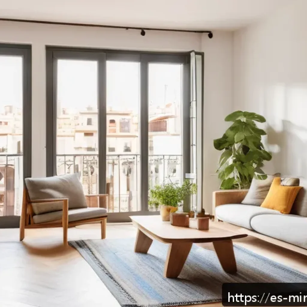 미니멀리즘 경제학을 통한 부의 재분배 - A cozy minimalist living room in a modern Spanish apartment, featuring simple, high-quality furnitur...