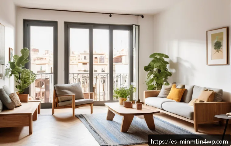 미니멀리즘 경제학을 통한 부의 재분배 - A cozy minimalist living room in a modern Spanish apartment, featuring simple, high-quality furnitur...