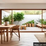 Home 19 미니멀리즘 경제학과 생태 경제학 - A bright, minimalist Spanish home interior featuring natural light flooding through large windows, s...